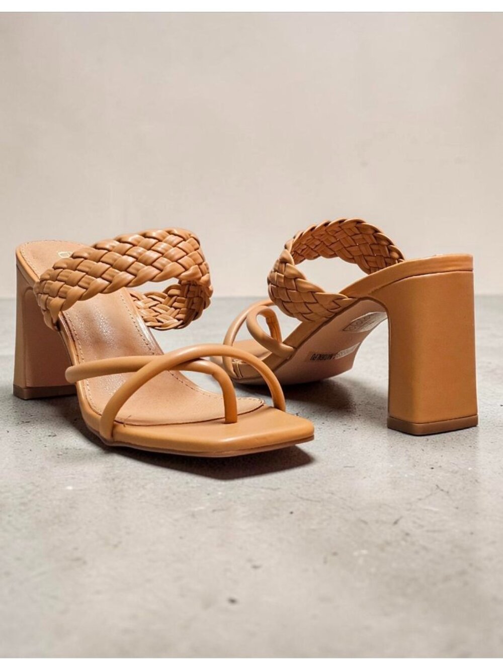 Braided Natural Block Heel Sandals With Strappy Design For Women - Picture 7 of 16